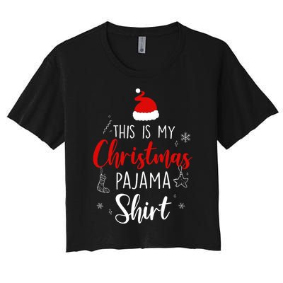 Funny Christmas Pj Pajama Pjs For Family Women's Crop Top Tee