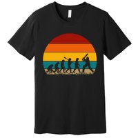 Funny Cricket Player Retro Cricket Evolution Premium T-Shirt