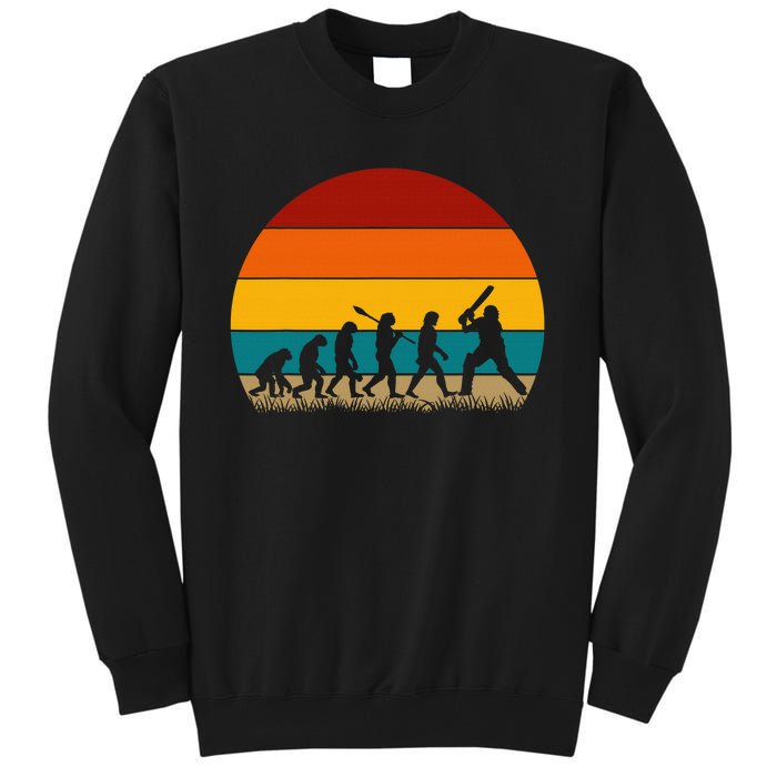 Funny Cricket Player Retro Cricket Evolution Tall Sweatshirt