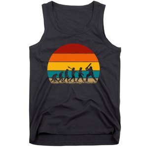 Funny Cricket Player Retro Cricket Evolution Tank Top