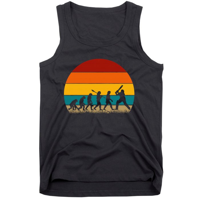 Funny Cricket Player Retro Cricket Evolution Tank Top