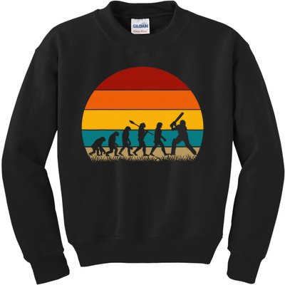 Funny Cricket Player Retro Cricket Evolution Kids Sweatshirt