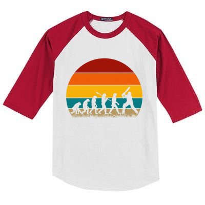 Funny Cricket Player Retro Cricket Evolution Kids Colorblock Raglan Jersey