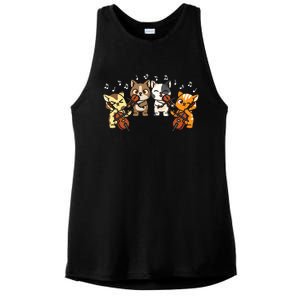 Funny Cats Playing Violin Cello Orchestra Musician Music Gift Lovers Ladies PosiCharge Tri-Blend Wicking Tank