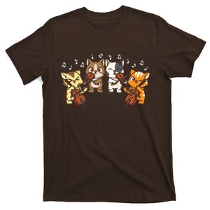 Funny Cats Playing Violin Cello Orchestra Musician Music Gift Lovers T-Shirt