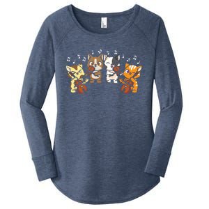 Funny Cats Playing Violin Cello Orchestra Musician Music Gift Lovers Women's Perfect Tri Tunic Long Sleeve Shirt