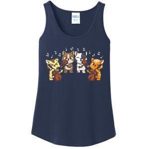 Funny Cats Playing Violin Cello Orchestra Musician Music Gift Lovers Ladies Essential Tank