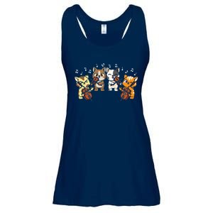 Funny Cats Playing Violin Cello Orchestra Musician Music Gift Lovers Ladies Essential Flowy Tank