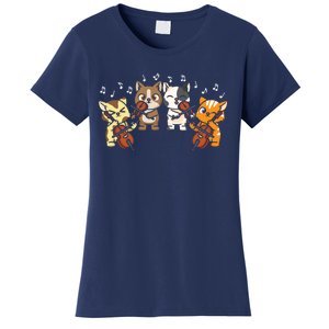 Funny Cats Playing Violin Cello Orchestra Musician Music Gift Lovers Women's T-Shirt