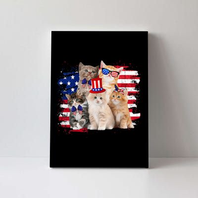 Funny Cat Patriotic USA Cat Lovers Cat Moms 4th July Canvas