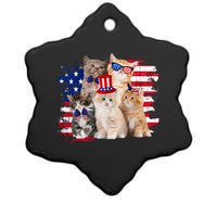 Funny Cat Patriotic USA Cat Lovers Cat Moms 4th July Ceramic Star Ornament