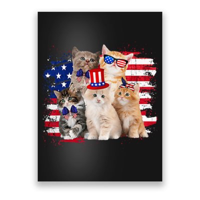 Funny Cat Patriotic USA Cat Lovers Cat Moms 4th July Poster