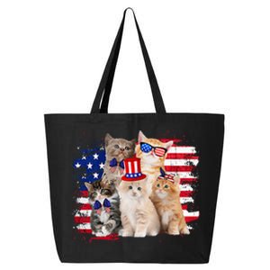 Funny Cat Patriotic USA Cat Lovers Cat Moms 4th July 25L Jumbo Tote