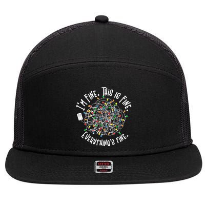 Funny Christmas Problem With Tangled Lights 7 Panel Mesh Trucker Snapback Hat