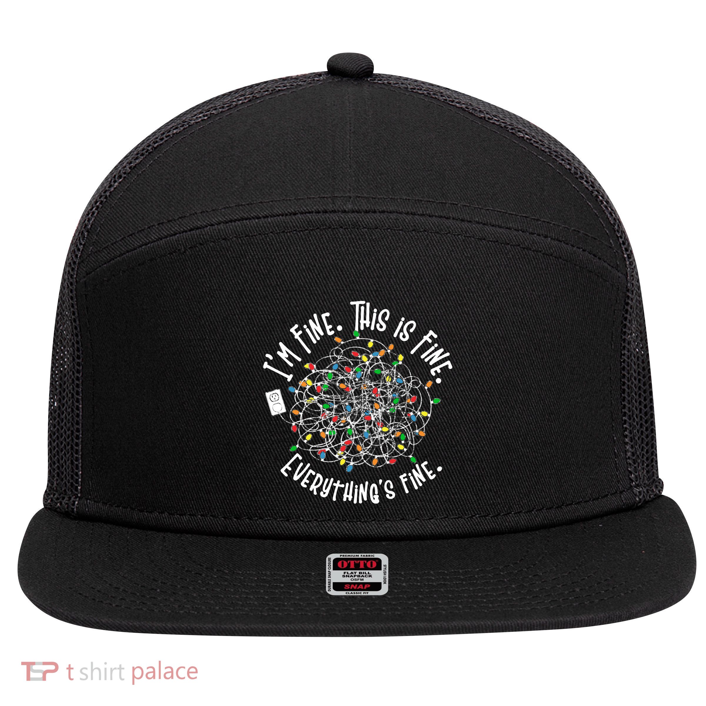 Funny Christmas Problem With Tangled Lights 7 Panel Mesh Trucker Snapback Hat