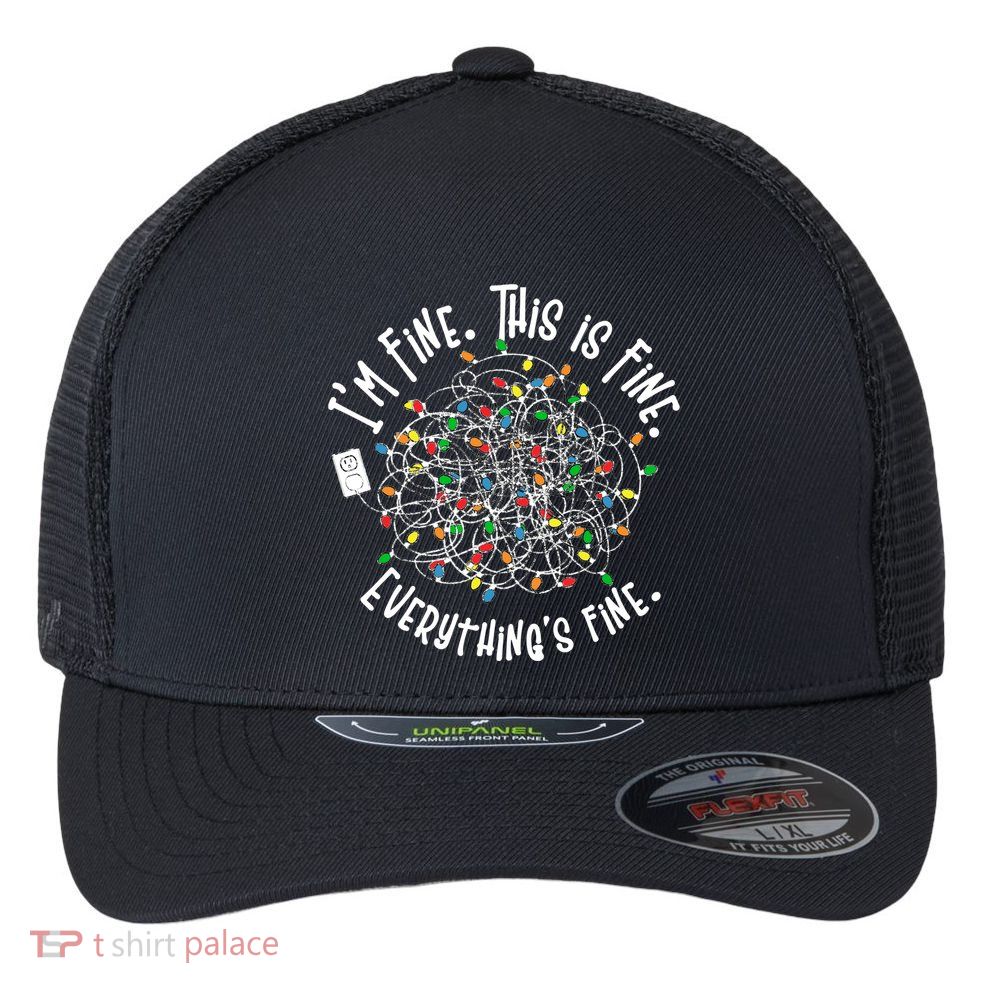 Funny Christmas Problem With Tangled Lights Flexfit Unipanel Trucker Cap