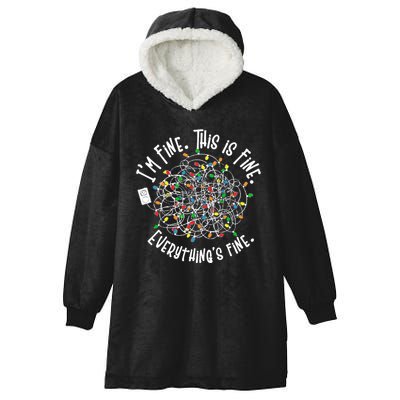 Funny Christmas Problem With Tangled Lights Hooded Wearable Blanket