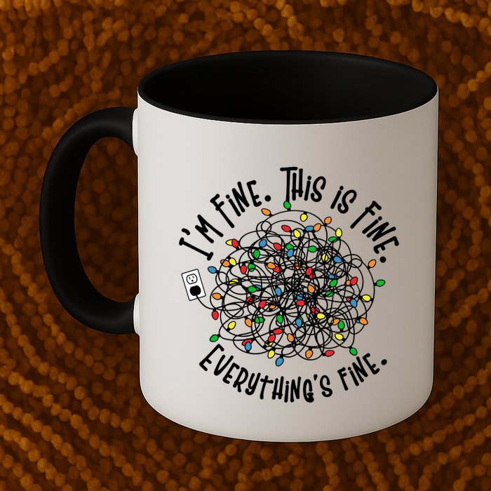 Funny Christmas Problem With Tangled Lights Mug