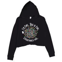 Funny Christmas Problem With Tangled Lights Crop Fleece Hoodie