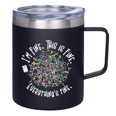 Funny Christmas Problem With Tangled Lights 12oz Stainless Steel Coffee Mug