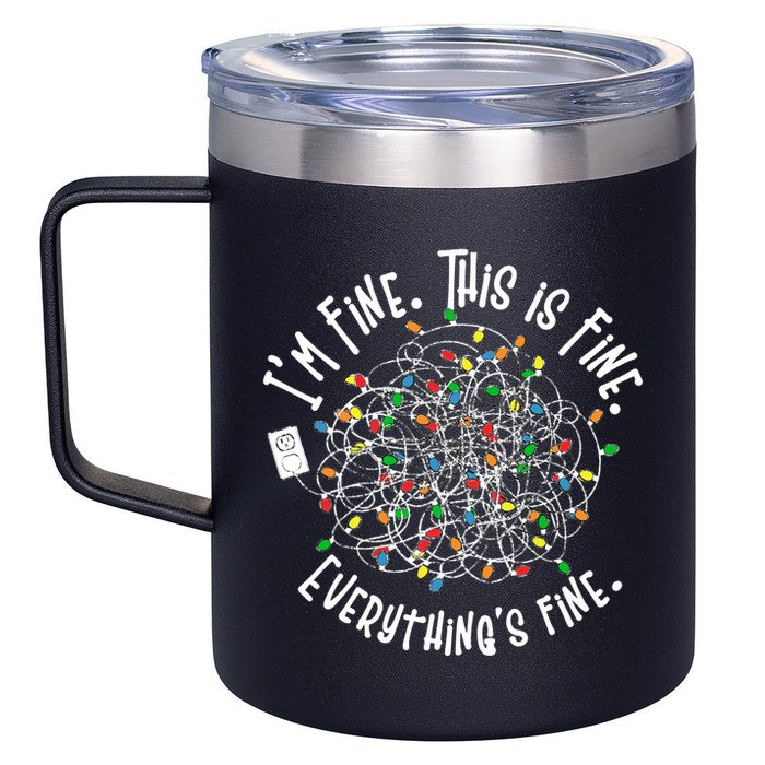 Funny Christmas Problem With Tangled Lights 12oz Stainless Steel Coffee Mug