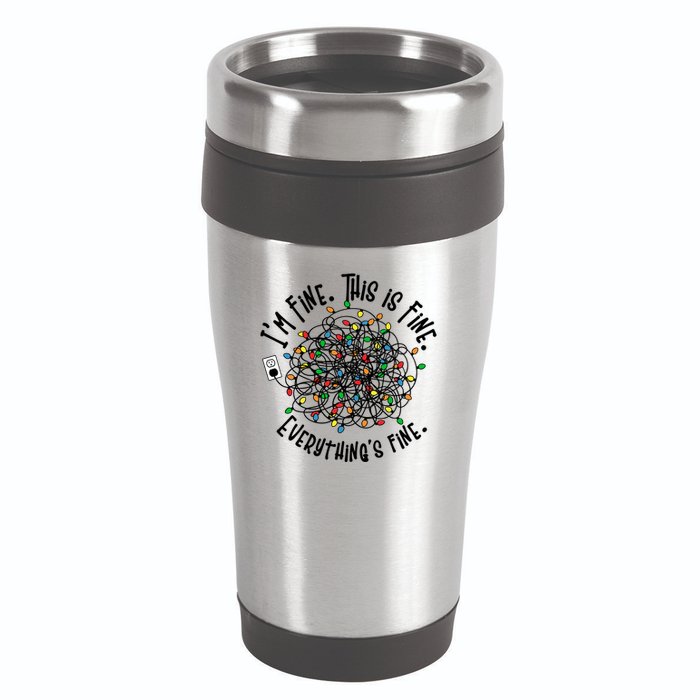 Funny Christmas Problem With Tangled Lights 16oz Travel Tumbler