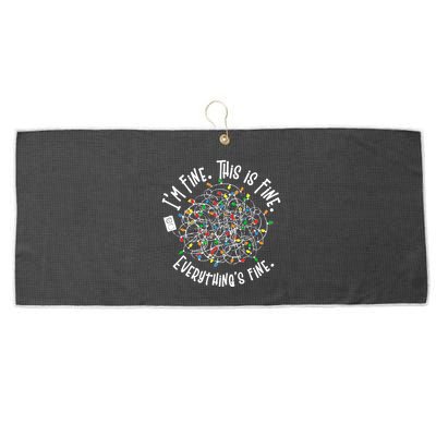 Funny Christmas Problem With Tangled Lights Large Microfiber Waffle Golf Towel