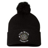Funny Christmas Problem With Tangled Lights Pom Pom 12in Knit Beanie