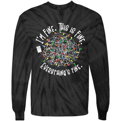 Funny Christmas Problem With Tangled Lights Tie-Dye Long Sleeve Shirt