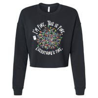 Funny Christmas Problem With Tangled Lights Cropped Pullover Crew