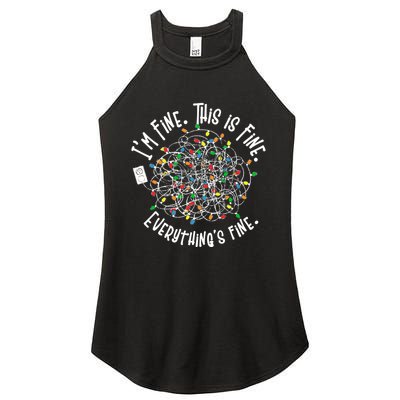 Funny Christmas Problem With Tangled Lights Women's Perfect Tri Rocker Tank