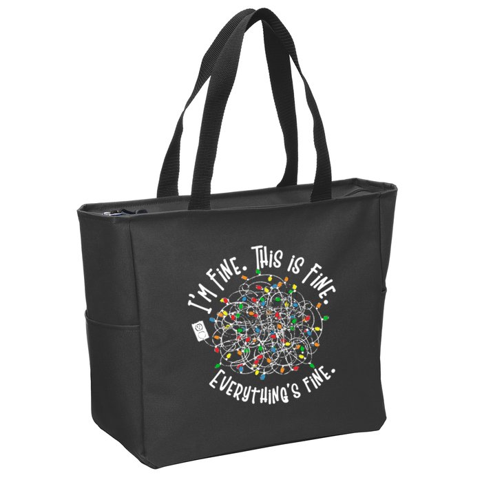 Funny Christmas Problem With Tangled Lights Zip Tote Bag