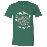 Funny Christmas Problem With Tangled Lights V-Neck T-Shirt