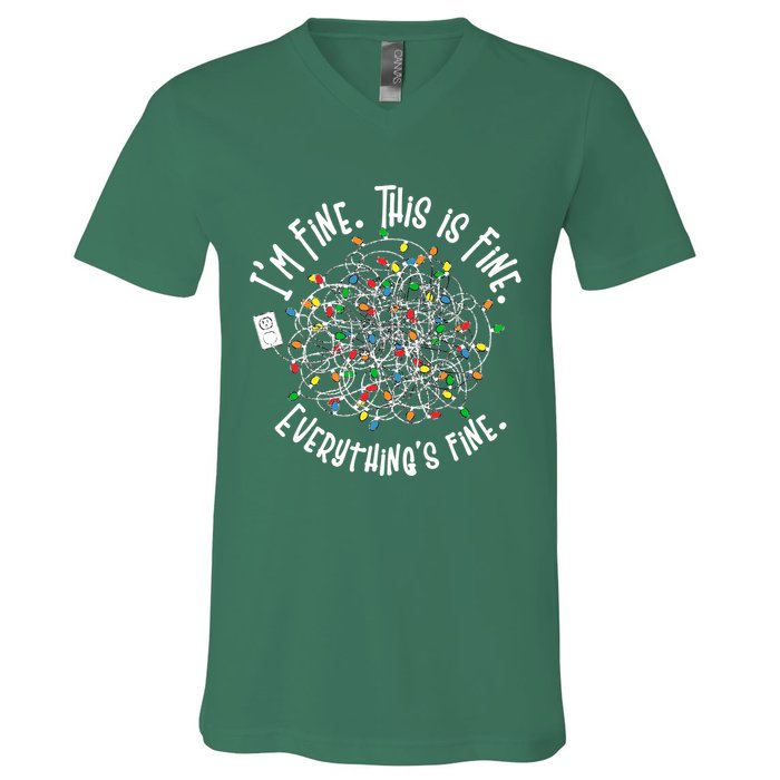 Funny Christmas Problem With Tangled Lights V-Neck T-Shirt