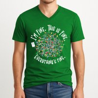 Funny Christmas Problem With Tangled Lights V-Neck T-Shirt