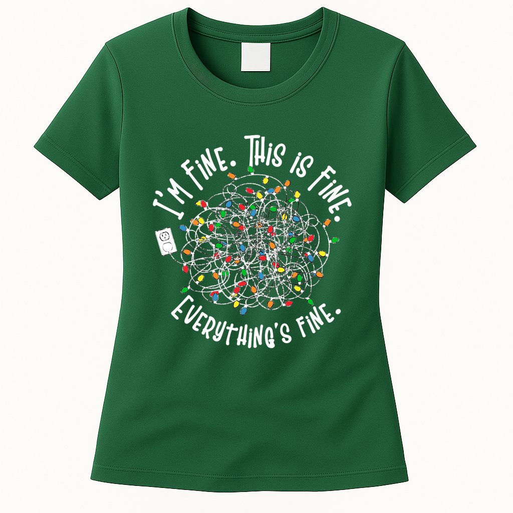 Funny Christmas Problem With Tangled Lights Womens T-Shirt