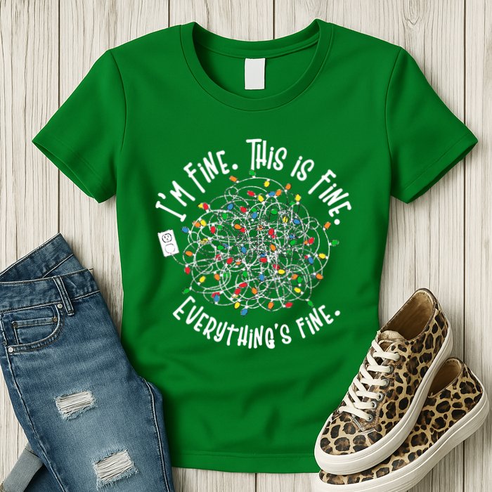 Funny Christmas Problem With Tangled Lights Womens T-Shirt