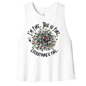 Funny Christmas Problem With Tangled Lights Women's Racerback Cropped Tank