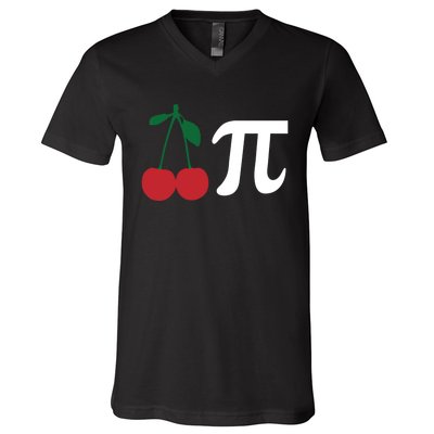 Funny Cherry Pi Day March 14 Math Lover Science Teacher Cute Gift V-Neck T-Shirt