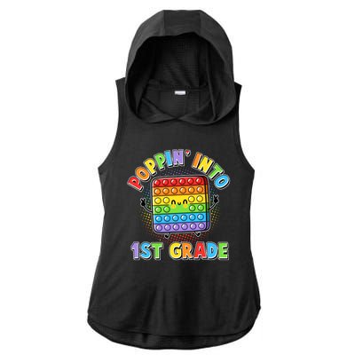 Funny Cute Poppin' Into 1st Grade Fidget Toy Ladies PosiCharge Tri-Blend Wicking Draft Hoodie Tank