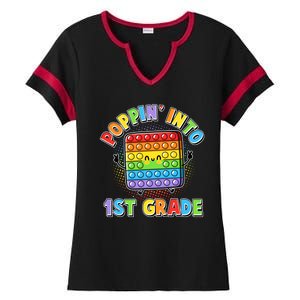 Funny Cute Poppin' Into 1st Grade Fidget Toy Ladies Halftime Notch Neck Tee