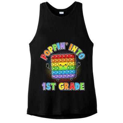 Funny Cute Poppin' Into 1st Grade Fidget Toy Ladies PosiCharge Tri-Blend Wicking Tank