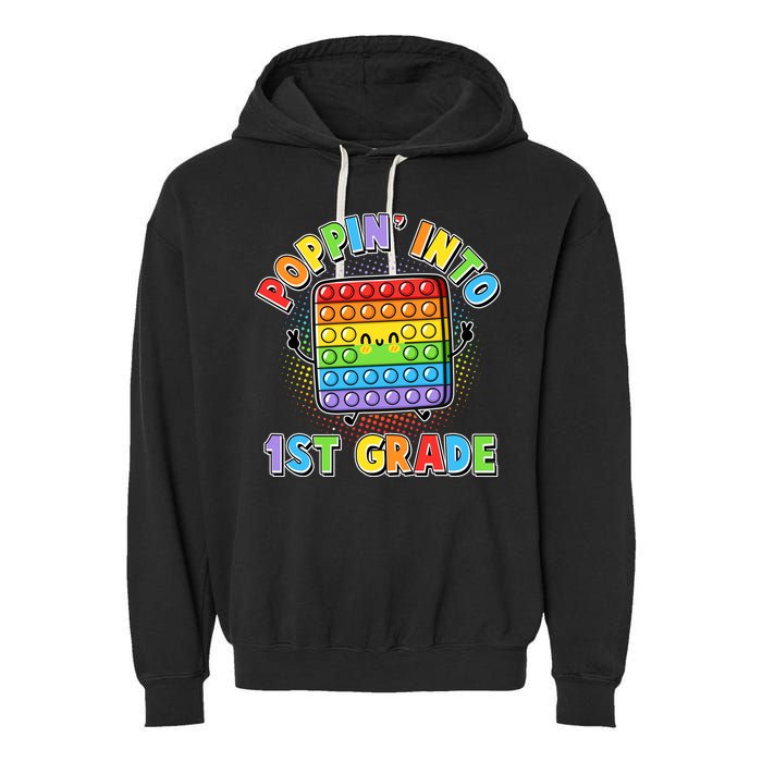 Funny Cute Poppin' Into 1st Grade Fidget Toy Garment-Dyed Fleece Hoodie