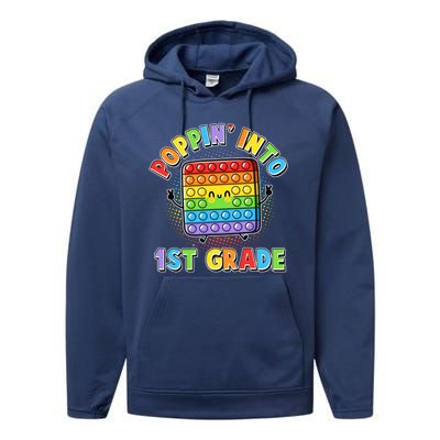 Funny Cute Poppin' Into 1st Grade Fidget Toy Performance Fleece Hoodie