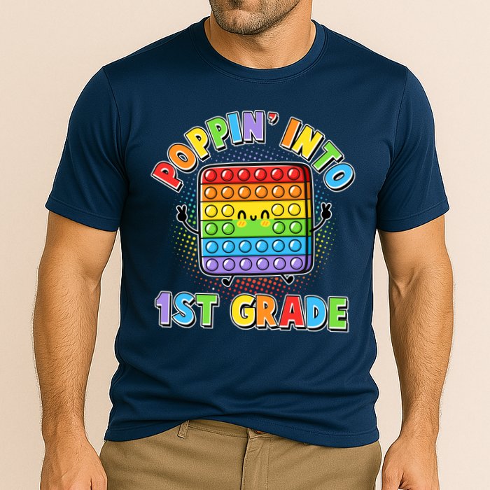 Funny Cute Poppin' Into 1st Grade Fidget Toy Performance Shirt