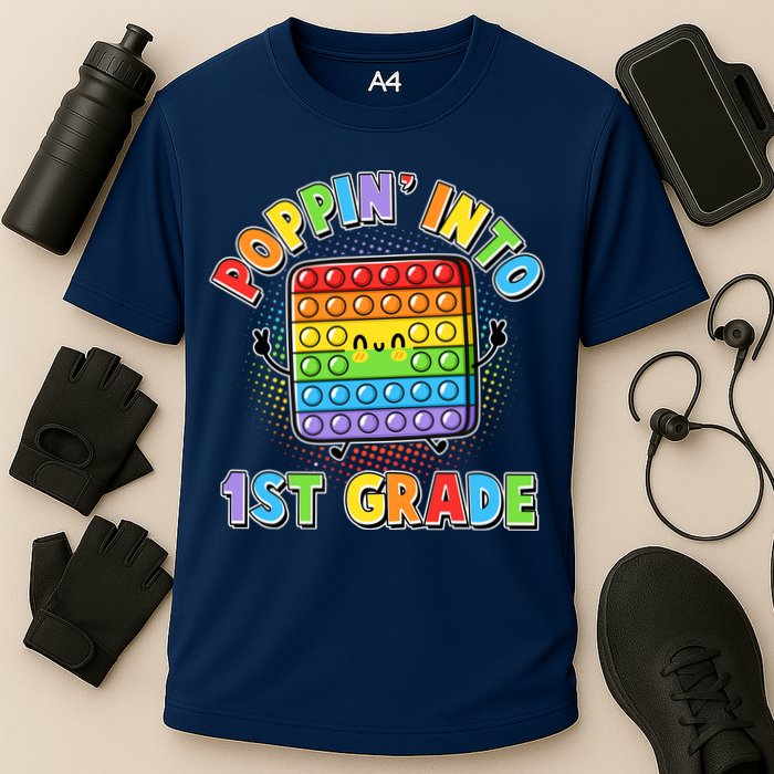 Funny Cute Poppin' Into 1st Grade Fidget Toy Performance Shirt
