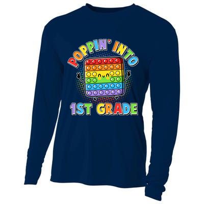 Funny Cute Poppin' Into 1st Grade Fidget Toy Cooling Performance Long Sleeve Crew