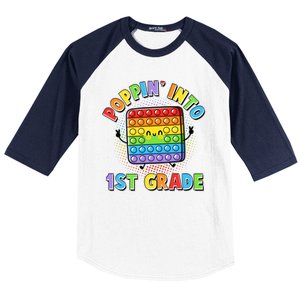 Funny Cute Poppin' Into 1st Grade Fidget Toy Baseball Sleeve Shirt