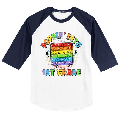 Funny Cute Poppin' Into 1st Grade Fidget Toy Baseball Sleeve Shirt