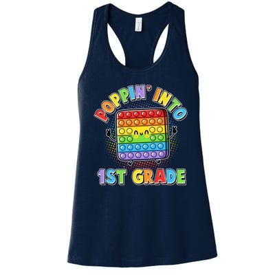 Funny Cute Poppin' Into 1st Grade Fidget Toy Women's Racerback Tank